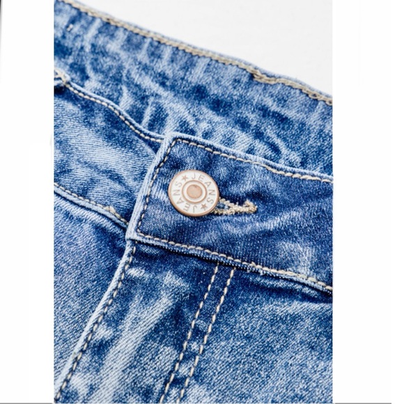 Dusk Blue High Rise Distressed Flare Jeans - Picture 6 of 10